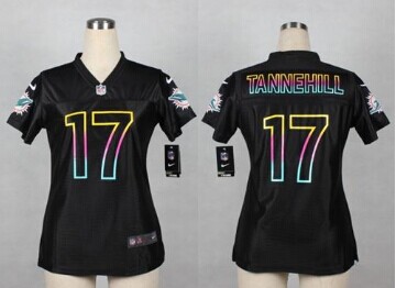 Women''s New Dolphins #17 Ryan Tannehill Black NFL Fashion Game Jersey
