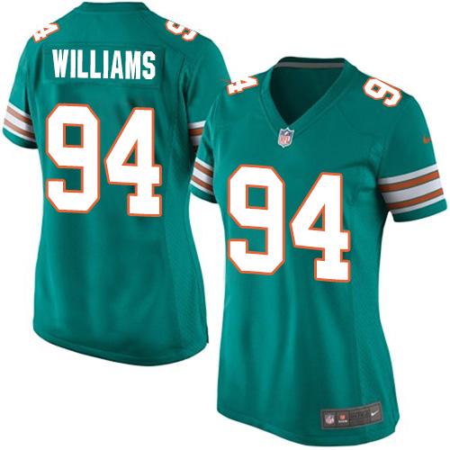 Women's  Nike Dolphins #94 Mario Williams Aqua Green Alternate Stitched NFL Elite Jersey