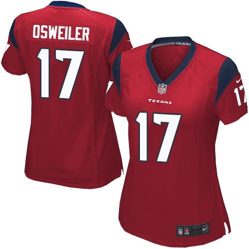 Women's  Nike Texans #17 Brock Osweiler Red Alternate Stitched NFL Elite Jersey