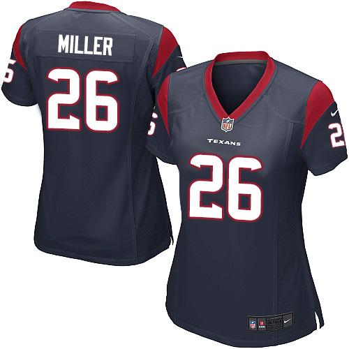 Women's  Nike Texans #26 Lamar Miller Navy Blue Team Color Stitched NFL Elite Jersey