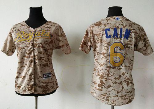 Women's  Royals #6 Lorenzo Cain Camo Fashion Stitched MLB Jersey