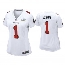 Women's 2021 Tampa Bay Buccaneers #1 Greg Joseph White Super Bowl LIV White Game Fashion Jersey