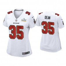 Women's 2021 Tampa Bay Buccaneers #35 Jamel Dean White Super Bowl LIV White Game Fashion Jersey