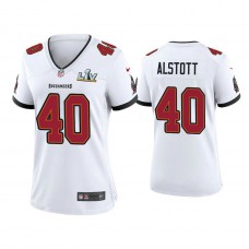 Women's 2021 Tampa Bay Buccaneers #40 Mike Alstott White Super Bowl LIV White Game Jersey