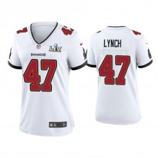 Women's 2021 Tampa Bay Buccaneers #47 John Lynch White Super Bowl LIV White Game Jersey