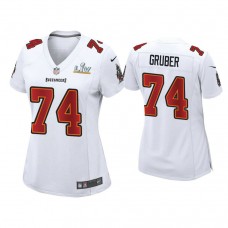 Women's 2021 Tampa Bay Buccaneers #74 Paul Gruber White Super Bowl LIV White Game Fashion Jersey