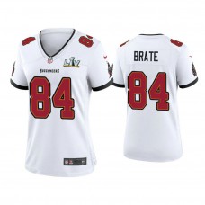 Women's 2021 Tampa Bay Buccaneers #84 Cameron Brate White Super Bowl LIV White Game Jersey