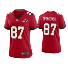 Women's 2021 Tampa Bay Buccaneers #87 Rob Gronkowski Red Super Bowl LIV Red Game Jersey
