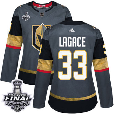 Women's Adidas Golden Knights #33 Maxime Lagace Grey Home Authentic 2018 Stanley Cup Final Women's Stitched NHL Jersey