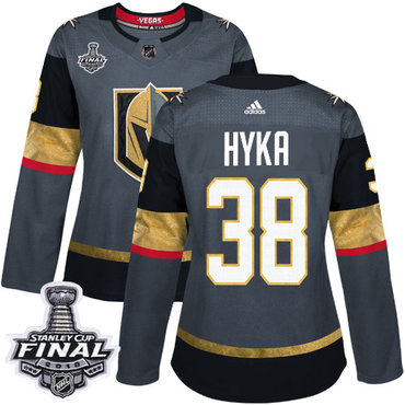 Women's Adidas Golden Knights #38 Tomas Hyka Grey Home Authentic 2018 Stanley Cup Final Women's Stitched NHL Jersey