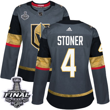 Women's Adidas Golden Knights #4 Clayton Stoner Grey Home Authentic 2018 Stanley Cup Final Women's Stitched NHL Jersey