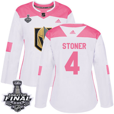 Women's Adidas Golden Knights #4 Clayton Stoner White Pink Authentic Fashion 2018 Stanley Cup Final Women's Stitched NHL Jersey