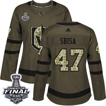Women's Adidas Golden Knights #47 Luca Sbisa Green Salute to Service 2018 Stanley Cup Final Women's Stitched NHL Jersey