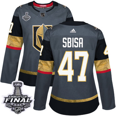 Women's Adidas Golden Knights #47 Luca Sbisa Grey Home Authentic 2018 Stanley Cup Final Women's Stitched NHL Jersey
