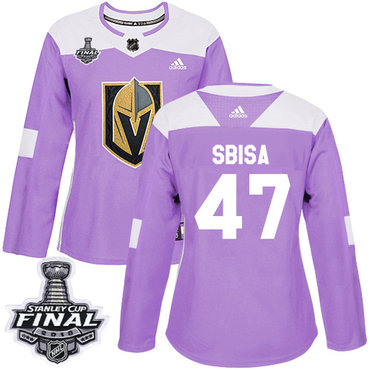 Women's Adidas Golden Knights #47 Luca Sbisa Purple Authentic Fights Cancer 2018 Stanley Cup Final Women's Stitched NHL Jersey