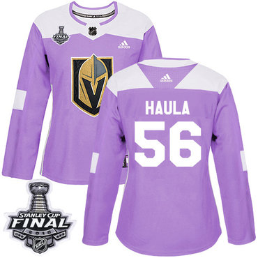 Women's Adidas Golden Knights #56 Erik Haula Purple Authentic Fights Cancer 2018 Stanley Cup Final Women's Stitched NHL Jersey
