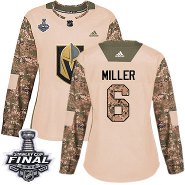 Women's Adidas Golden Knights #6 Colin Miller Camo Authentic 2017 Veterans Day 2018 Stanley Cup Final Women's Stitched NHL Jersey