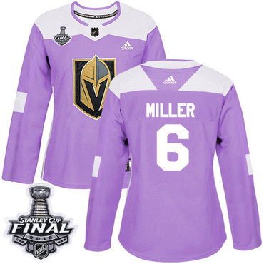 Women's Adidas Golden Knights #6 Colin Miller Purple Authentic Fights Cancer 2018 Stanley Cup Final Women's Stitched NHL Jersey