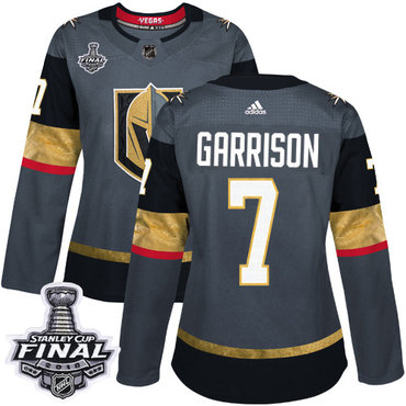 Women's Adidas Golden Knights #7 Jason Garrison Grey Home Authentic 2018 Stanley Cup Final Women's Stitched NHL Jersey