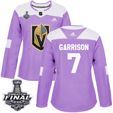 Women's Adidas Golden Knights #7 Jason Garrison Purple Authentic Fights Cancer 2018 Stanley Cup Final Women's Stitched NHL Jersey