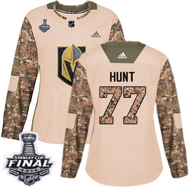 Women's Adidas Golden Knights #77 Brad Hunt Camo Authentic 2017 Veterans Day 2018 Stanley Cup Final Women's Stitched NHL Jersey