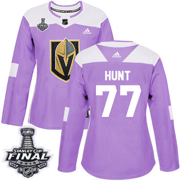 Women's Adidas Golden Knights #77 Brad Hunt Purple Authentic Fights Cancer 2018 Stanley Cup Final Women's Stitched NHL Jersey