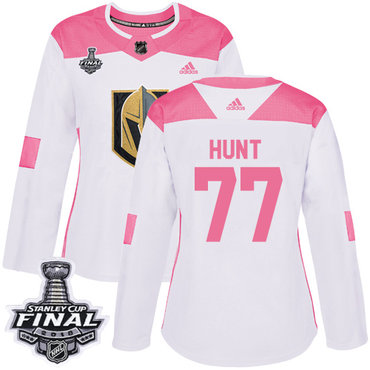 Women's Adidas Golden Knights #77 Brad Hunt White Pink Authentic Fashion 2018 Stanley Cup Final Women's Stitched NHL Jersey