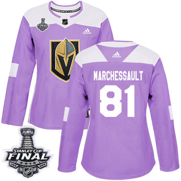 Women's Adidas Golden Knights #81 Jonathan Marchessault Purple Authentic Fights Cancer 2018 Stanley Cup Final Women's Stitched NHL Jersey