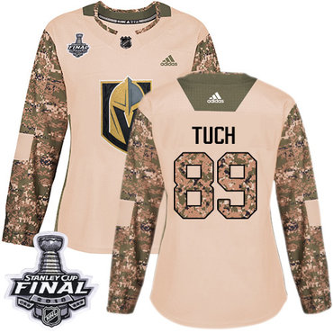 Women's Adidas Golden Knights #89 Alex Tuch Camo Authentic 2017 Veterans Day 2018 Stanley Cup Final Women's Stitched NHL Jersey