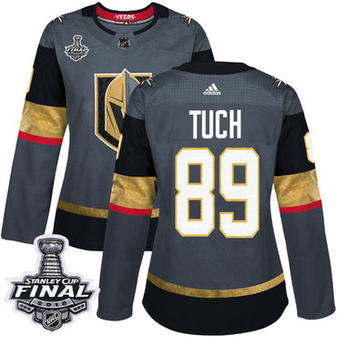 Women's Adidas Golden Knights #89 Alex Tuch Grey Home Authentic 2018 Stanley Cup Final Women's Stitched NHL Jersey