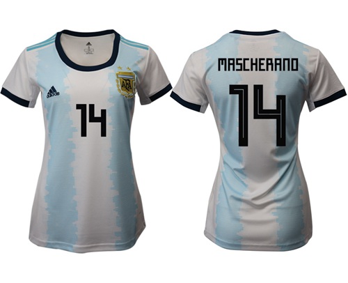 Women's Argentina #14 Mascherano Home Soccer Country Jersey