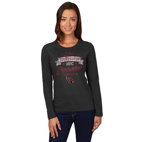 Women's Arizona Cardinals Majestic Black 2015 NFC West Division Champions Long Sleeves T-Shirt