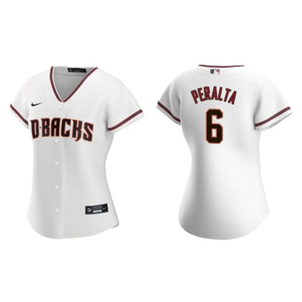 Women's Arizona Diamondbacks #6 David Peralta White Home CoolBase Jersey