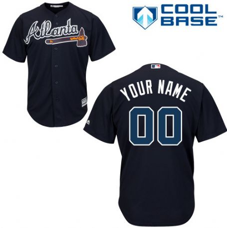Women's Atlanta Braves Navy Blue Customized Authentic Jersey