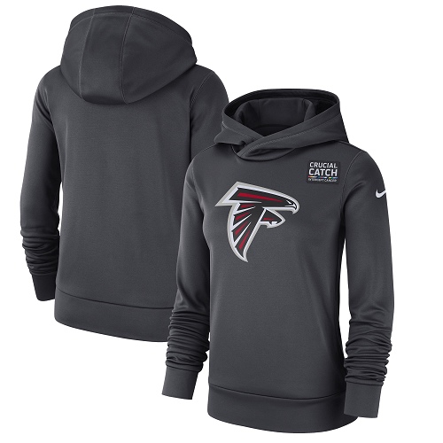 Women's Atlanta Falcons Nike Anthracite Crucial Catch Performance Pullover Hoodie