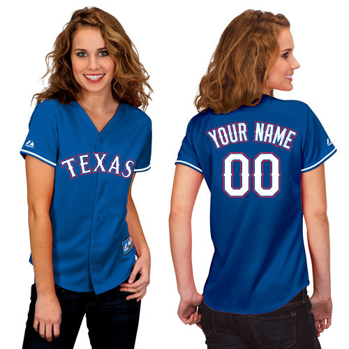 Women's Authentic Personalized Texas Rangers Navy Blue Basball Jersey