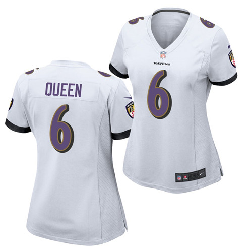 Women's Baltimore Ravens #6 Patrick Queen Nike White Vapor Untouchable Limited Jersey