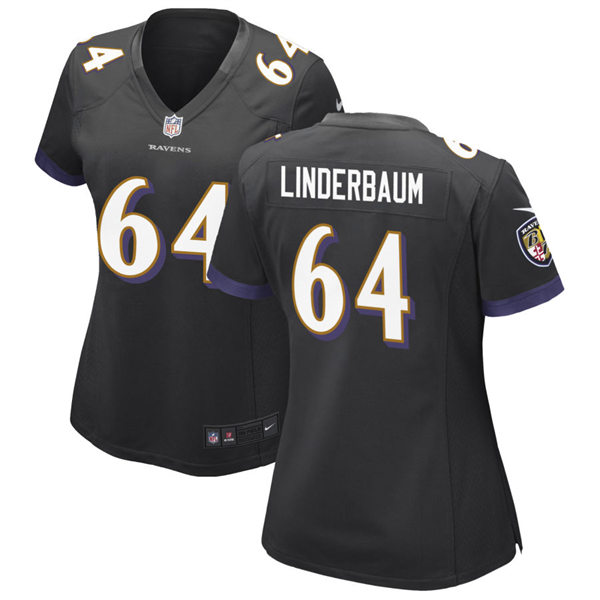 Women's Baltimore Ravens #64 Tyler Linderbaum Nike Black Alternate Limited Jersey