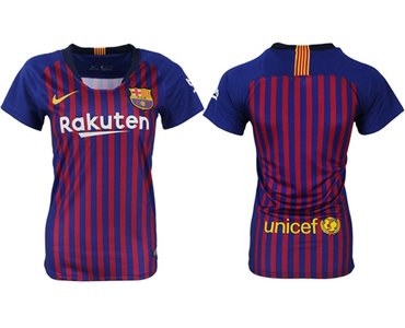 Women's Barcelona Blank Home Soccer Club Jersey