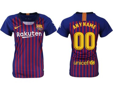 Women's Barcelona Personalized Home Soccer Club Jersey