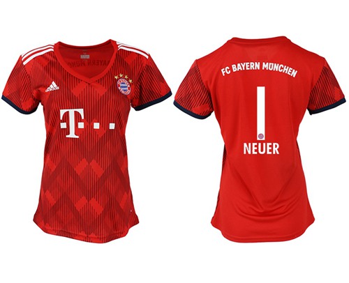 Women's Bayern Munchen #1 Neuer Home Soccer Club Jersey