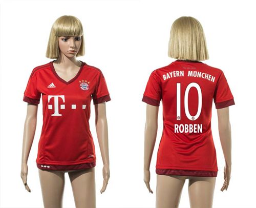 Women's Bayern Munchen #10 Robben Home Soccer Club Jersey