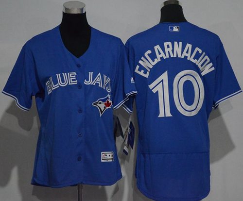 Women's Blue Jays #10 Edwin Encarnacion Blue Flexbase Authentic Stitched MLB Jersey