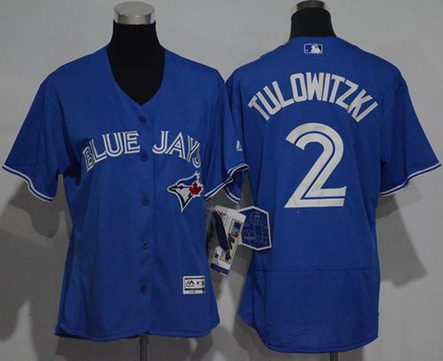 Women's Blue Jays #2 Troy Tulowitzki Blue Flexbase Authentic Stitched MLB Jersey