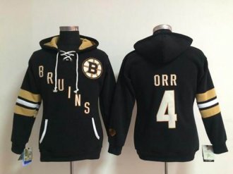Women's Boston Bruins #4 Bobby Orr Black Old Time Heidi NHL Hoodie