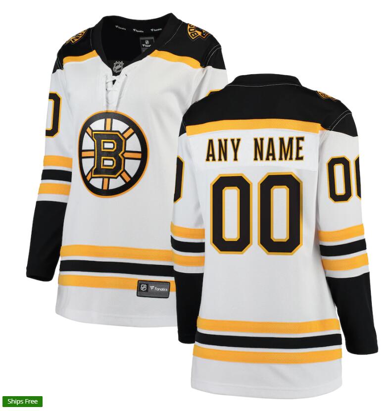 Women's Boston Bruins Custom adidas Away White Premier Jersey Stitched