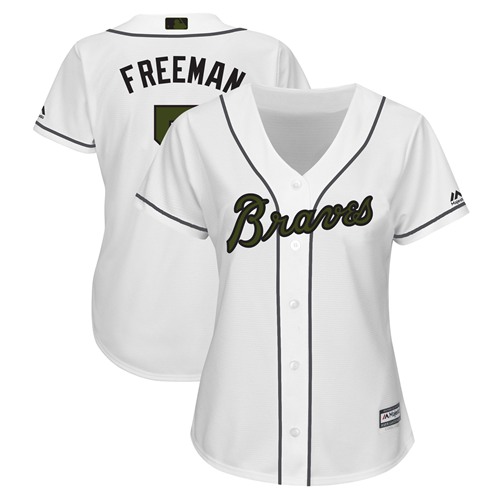 Women's Braves #5 Freddie Freeman White 2018 Memorial Day Cool Base Women's Stitched MLB Jersey