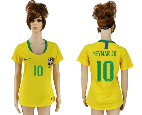 Women's Brazil #10 Neymar Jr Home Soccer Country Jersey