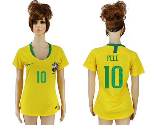 Women's Brazil #10 Pele Home Soccer Country Jersey