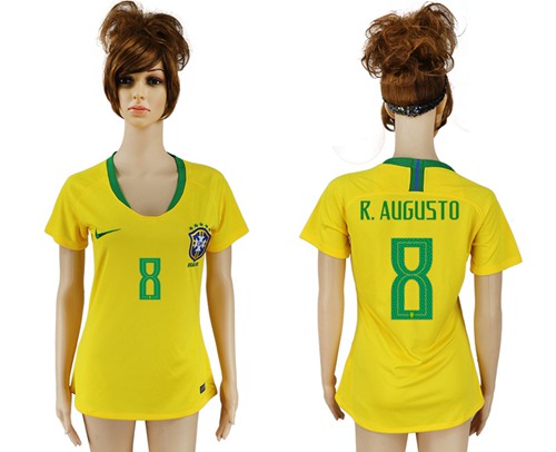 Women's Brazil #8 R.Augusto Home Soccer Country Jersey